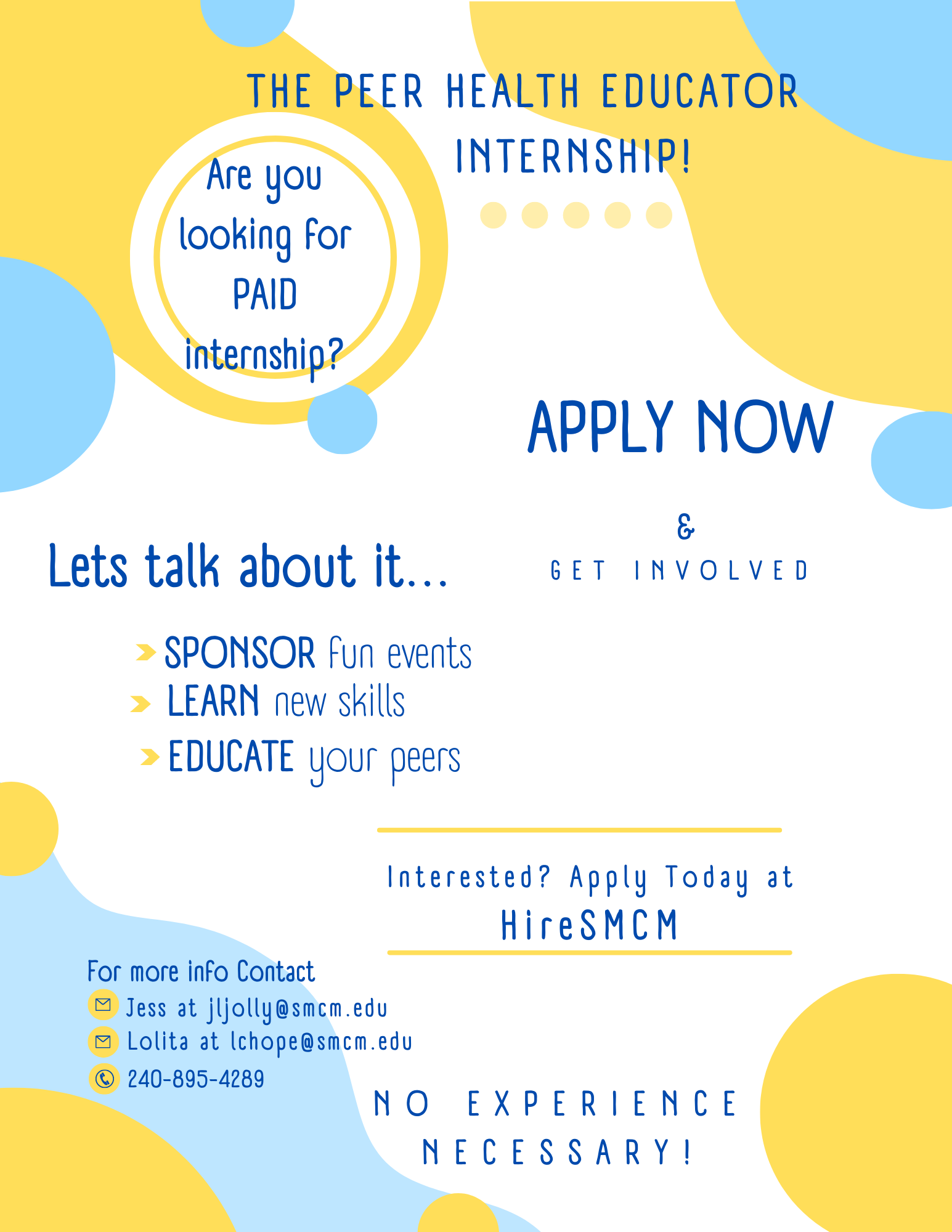 Apply for the Peer Health Educator Internship Spring 2022 St. Marys